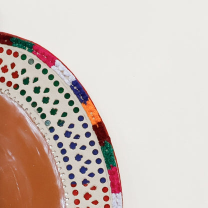 Punch Work Rexine Handcrafted Mirror Large - Oval - 30 cms Length   -  SKU : AH28519A