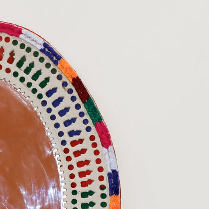 Punch Work Rexine Handcrafted Mirror Large - Oval - 30 cms Length   -  SKU : AH28519C