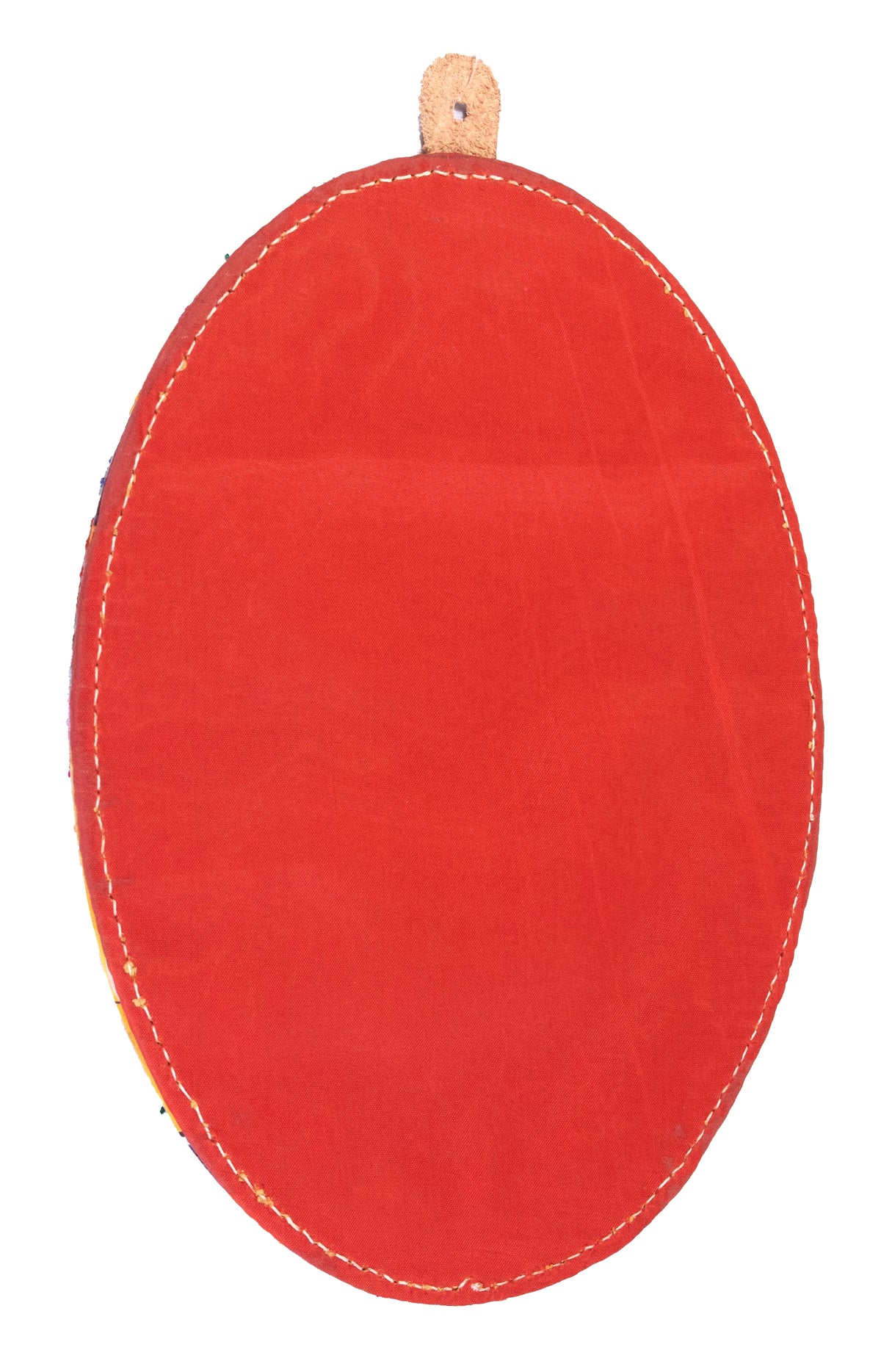 Punch Work Rexine Handcrafted Mirror Large - Oval - 30 cms Length   -  SKU : AH28519D
