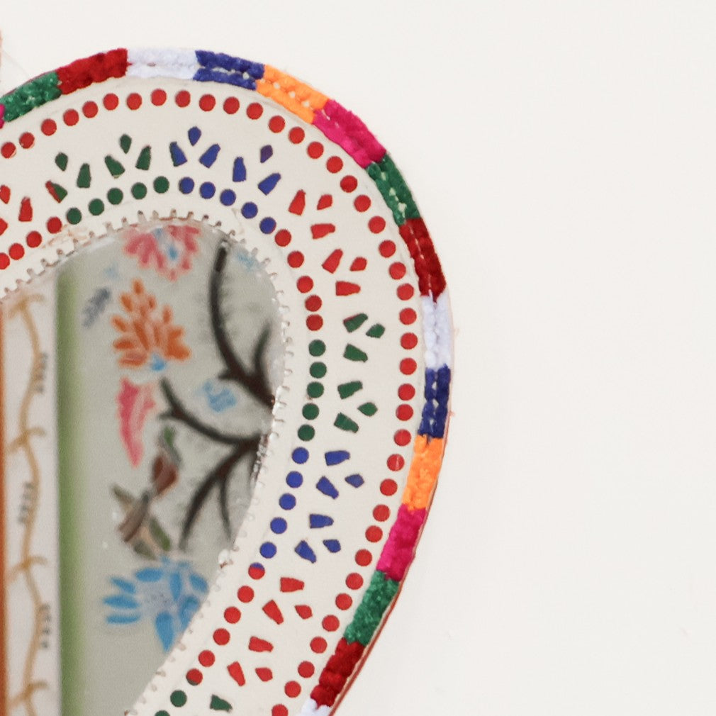 Punch Work Rexine Handcrafted Mirror Large - Heart - 29.5 cms Length   -  SKU : AH28520D