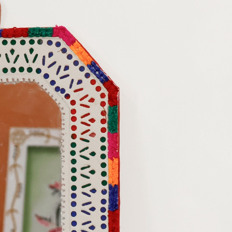 Punch Work Rexine Handcrafted Mirror Large - Rectangle Cut with Rectangle Cut - 31.5 cms Length   -  SKU : AH28522A