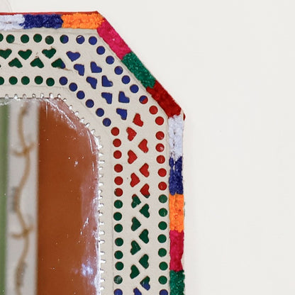 Punch Work Rexine Handcrafted Mirror Large - Rectangle Cut with Rectangle Cut - 31.5 cms Length   -  SKU : AH28522C