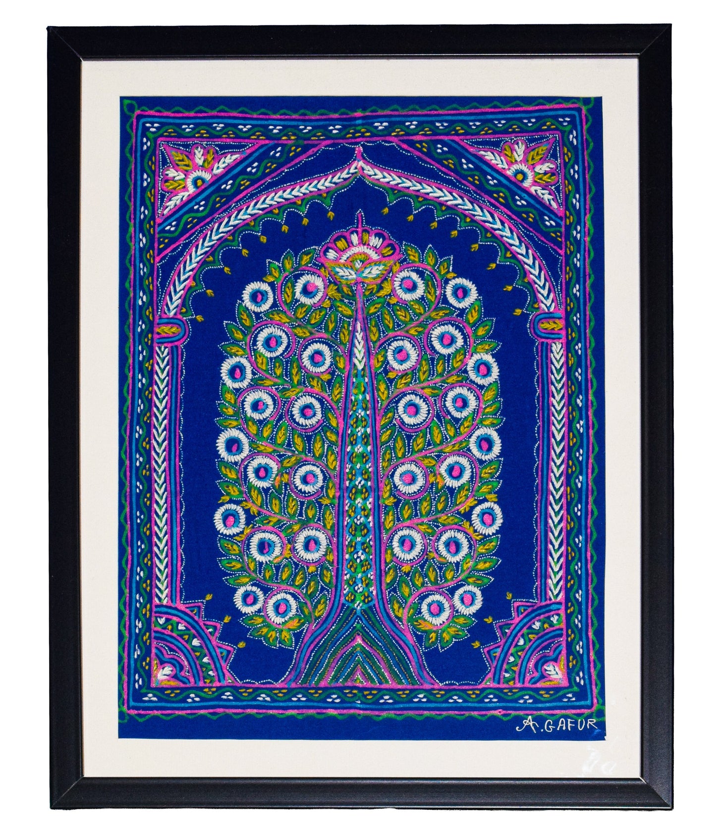 Rogan Painting Cotton Painting With Frame - 17 inch Length    -  SKU : AG01A01C