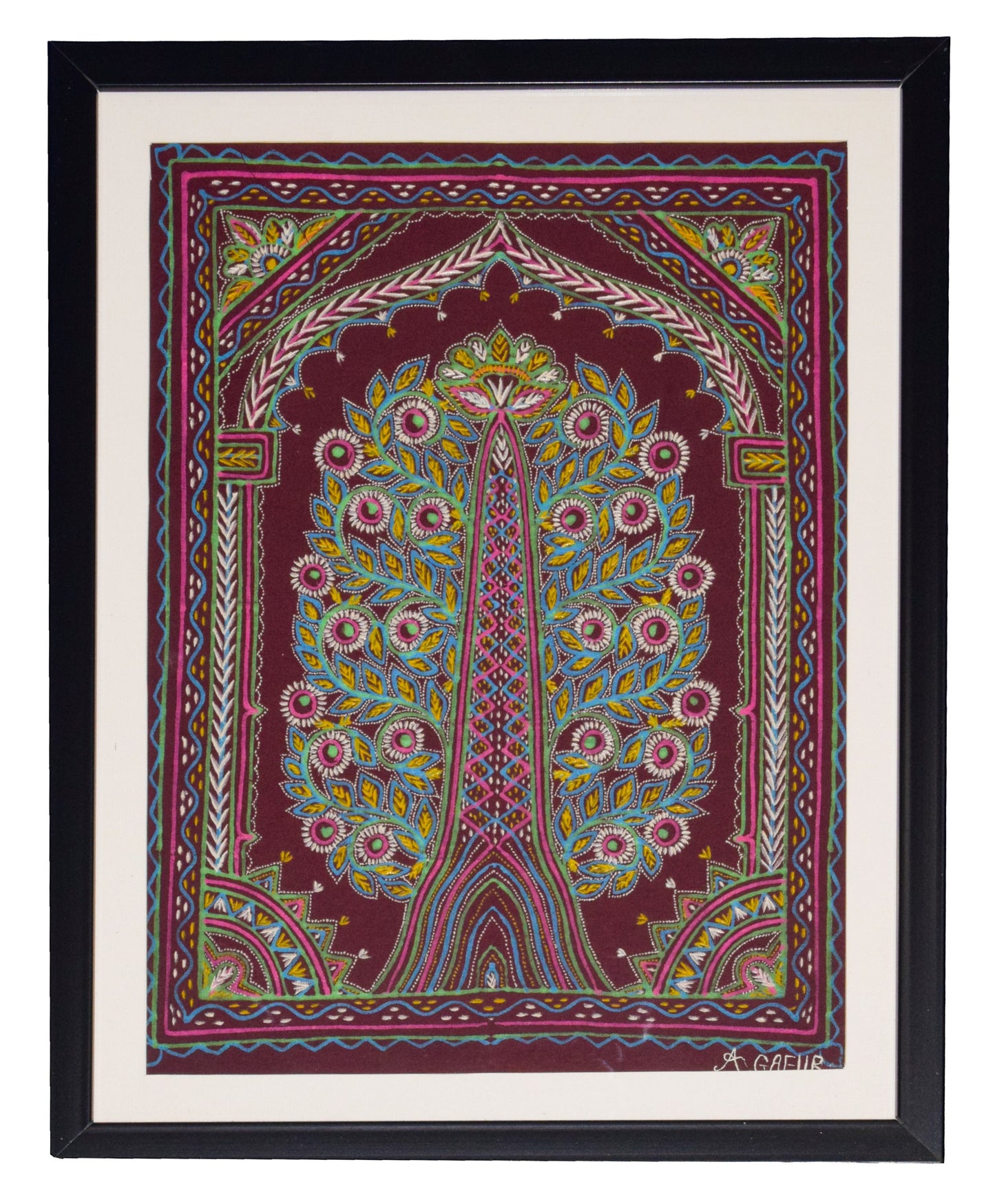 Rogan Painting Cotton Painting With Frame - 17 inch Length    -  SKU : AG01A01B