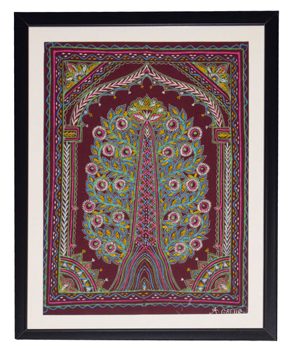 Rogan Painting Cotton Painting With Frame - 17 inch Length    -  SKU : AG01A01B