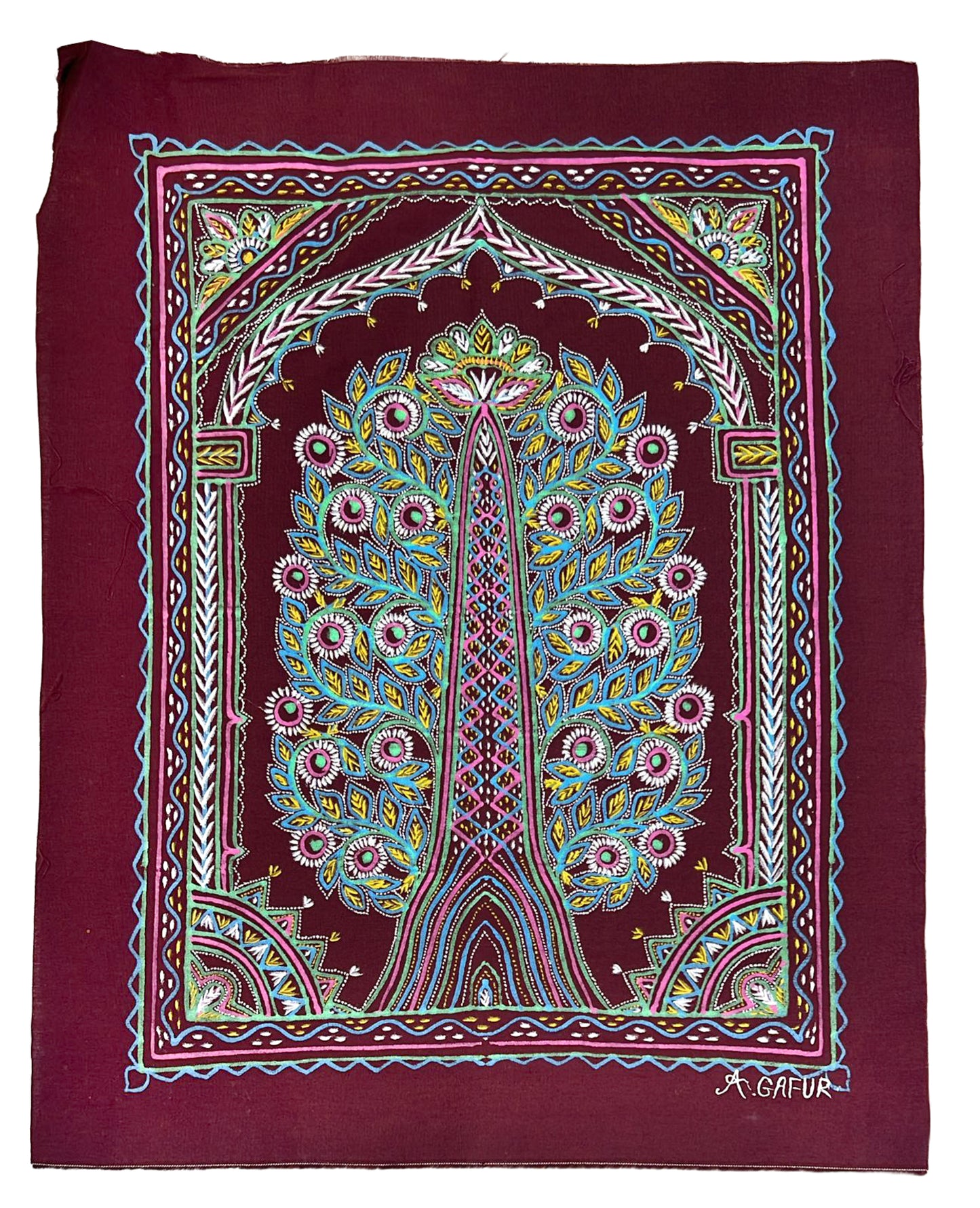 Rogan Painting Cotton Painting With Frame - 17 inch Length    -  SKU : AG01A01B