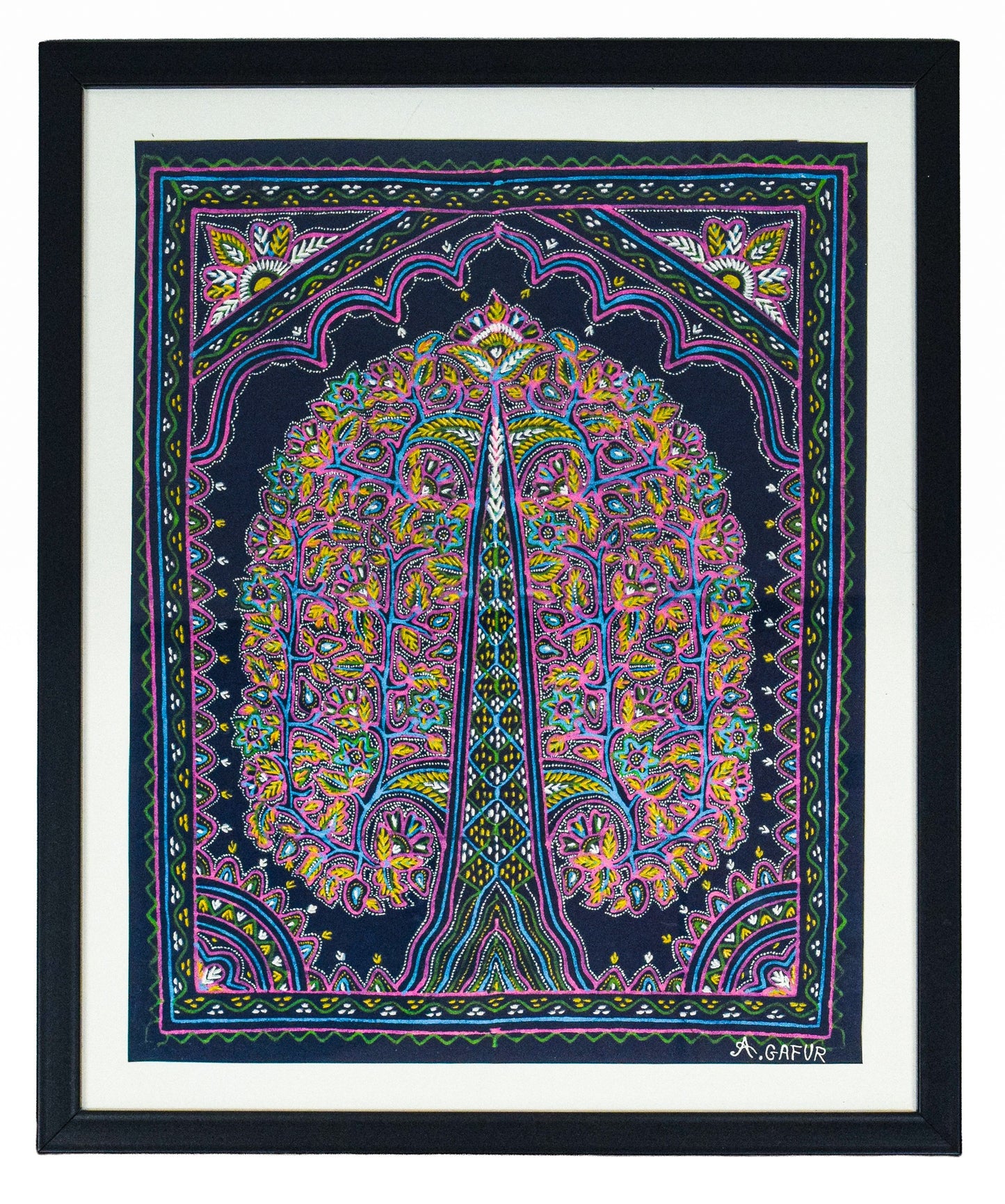 Rogan Painting Cotton Painting With Frame - 17 inch Length    -  SKU : AG01A01A