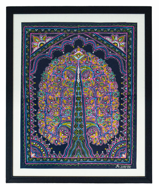 Rogan Painting Cotton Painting With Frame - 17 inch Length    -  SKU : AG01A01A