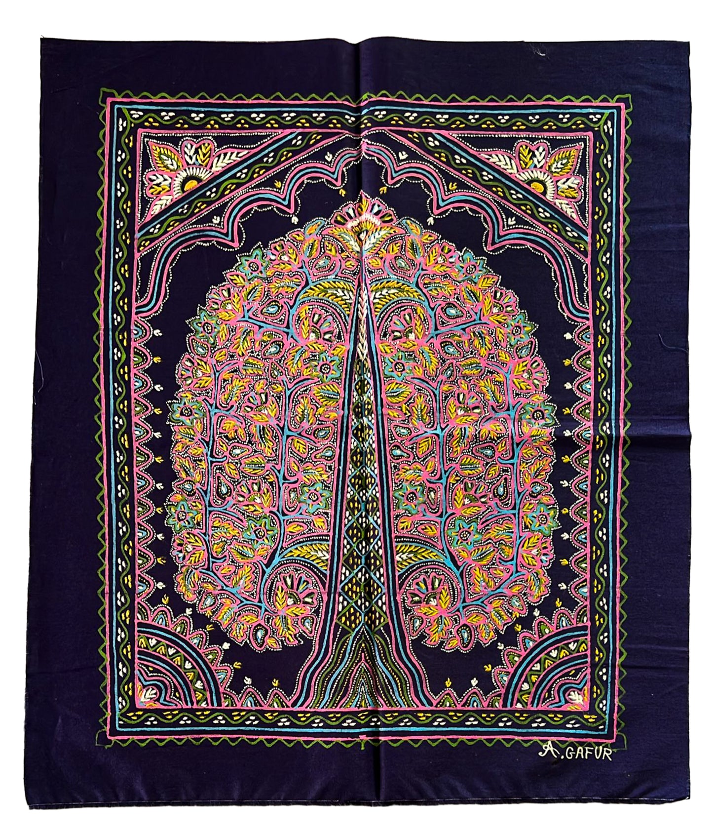 Rogan Painting Cotton Painting With Frame - 17 inch Length    -  SKU : AG01A01A