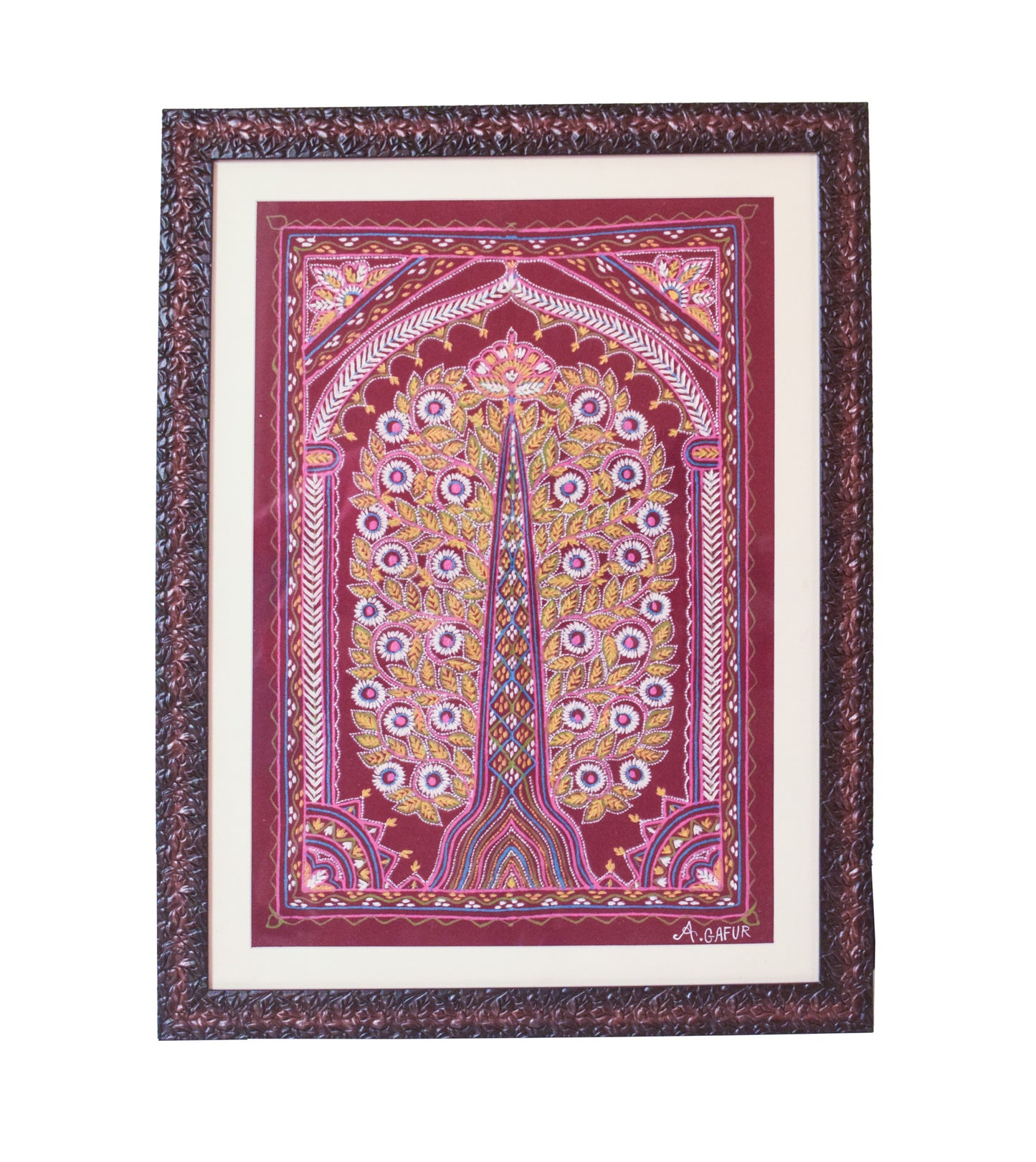 Rogan Painting Cotton Painting  With Frame  - 17 inch Length    -  SKU : AG02A02A