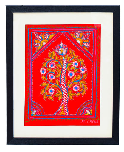 Rogan Painting Cotton Painting With Frame - 12 Inch Length    -  SKU : AG26C01A