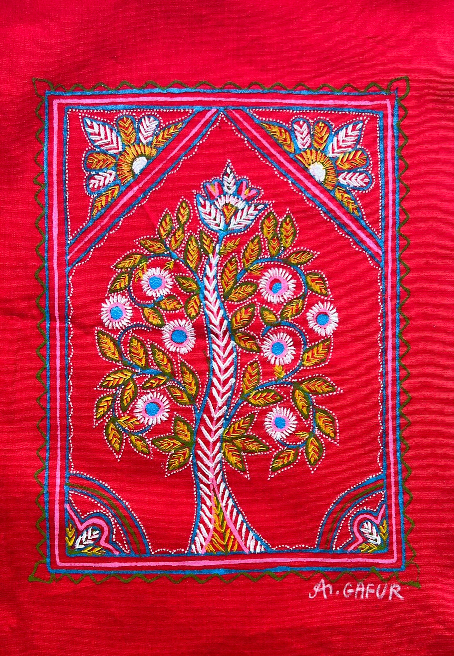 Rogan Painting Cotton Painting With Frame - 12 Inch Length    -  SKU : AG26C01A