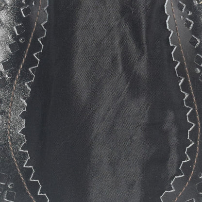 Leather Craft Punch Work Mashru Silk Leathercraft Hand Made Plain Dyeing Potli  - 24 cms Length    -  SKU : AB08703B