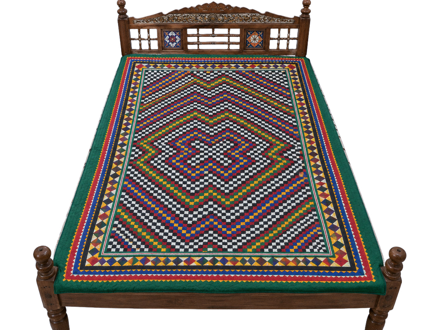 Printed Cotton Hand Stitched Quilt Bedspread Single - 2 Mtr Length    -  SKU : AH28523A