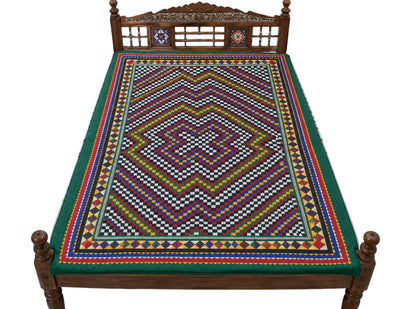 Printed Cotton Hand Stitched Quilt Bedspread Single - 2 Mtr Length    -  SKU : AH28523A