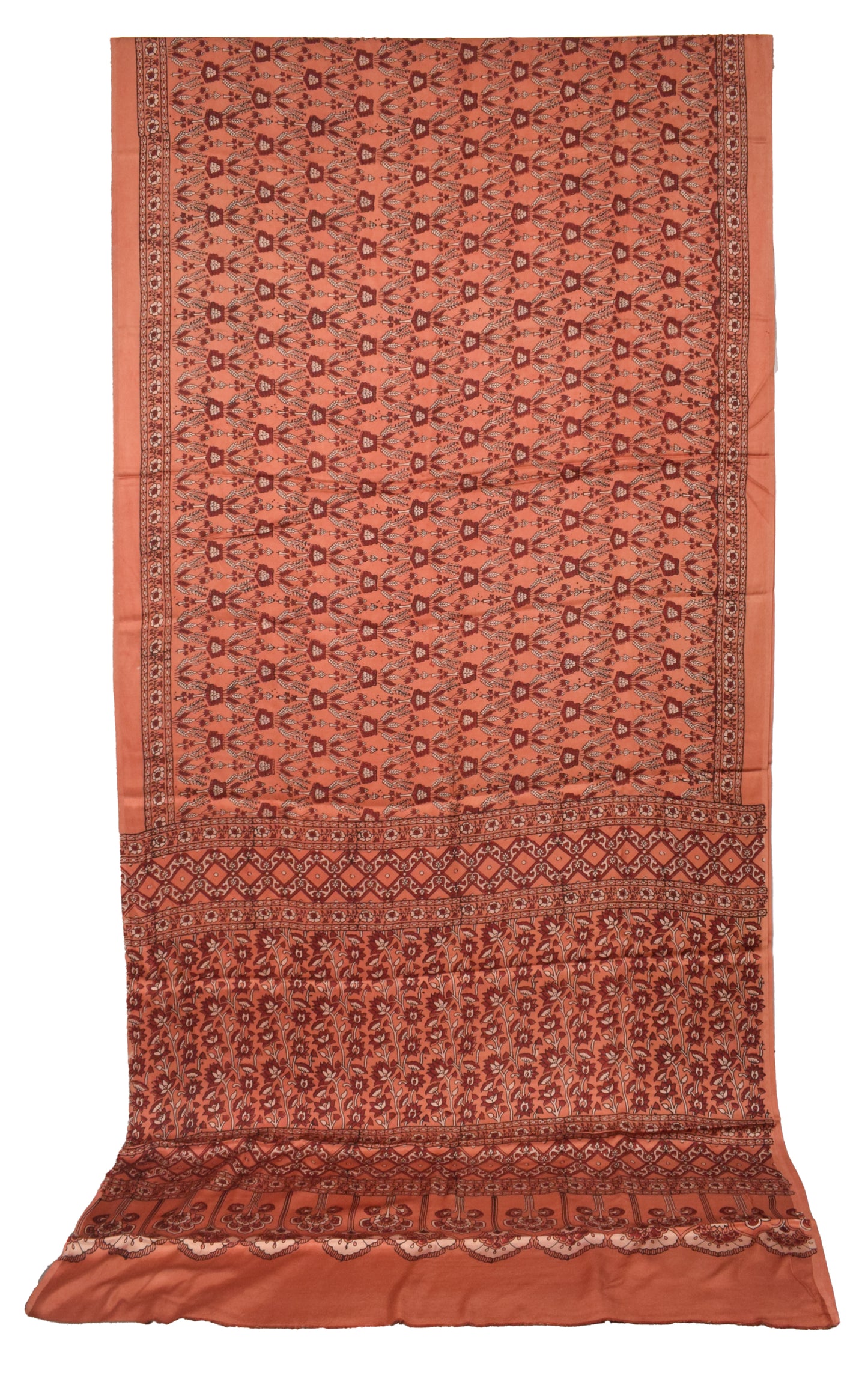 Ajrakh Modal Silk Natural Dye Hand Block Print Saree  with Ajrakh Blouse Piece  - 6 Mtr Length    -  SKU : ID28C01C