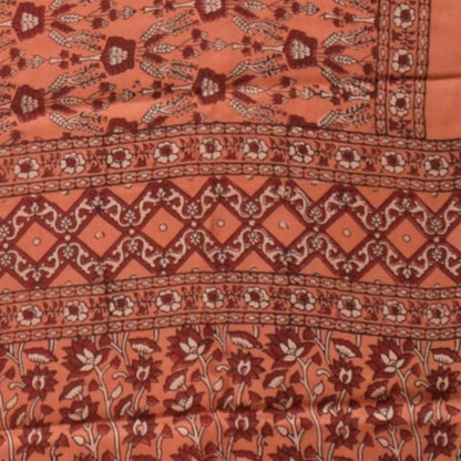 Ajrakh Modal Silk Natural Dye Hand Block Print Saree  with Ajrakh Blouse Piece  - 6 Mtr Length    -  SKU : ID28C01C