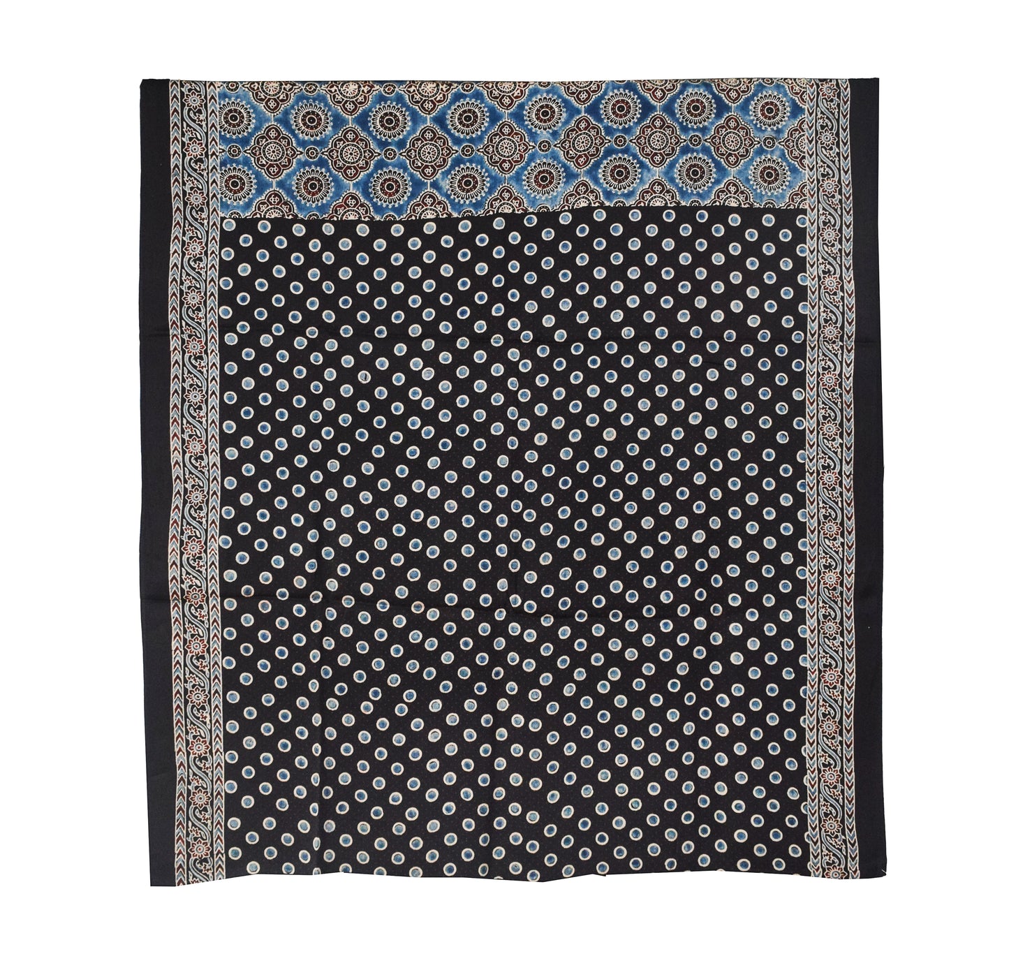 Ajrakh Modal Silk Natural Dye Hand Block Print Saree with Blouse Piece - 5.5 Mtr Length   -  SKU : AI18801F
