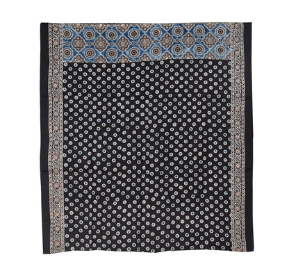 Ajrakh Modal Silk Natural Dye Hand Block Print Saree with Blouse Piece - 5.5 Mtr Length   -  SKU : AI18801F
