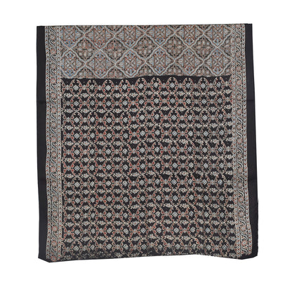 Ajrakh Modal Silk Natural Dye Hand Block Print Saree with Blouse Piece - 5.5 Mtr Length   -  SKU : AI18801K