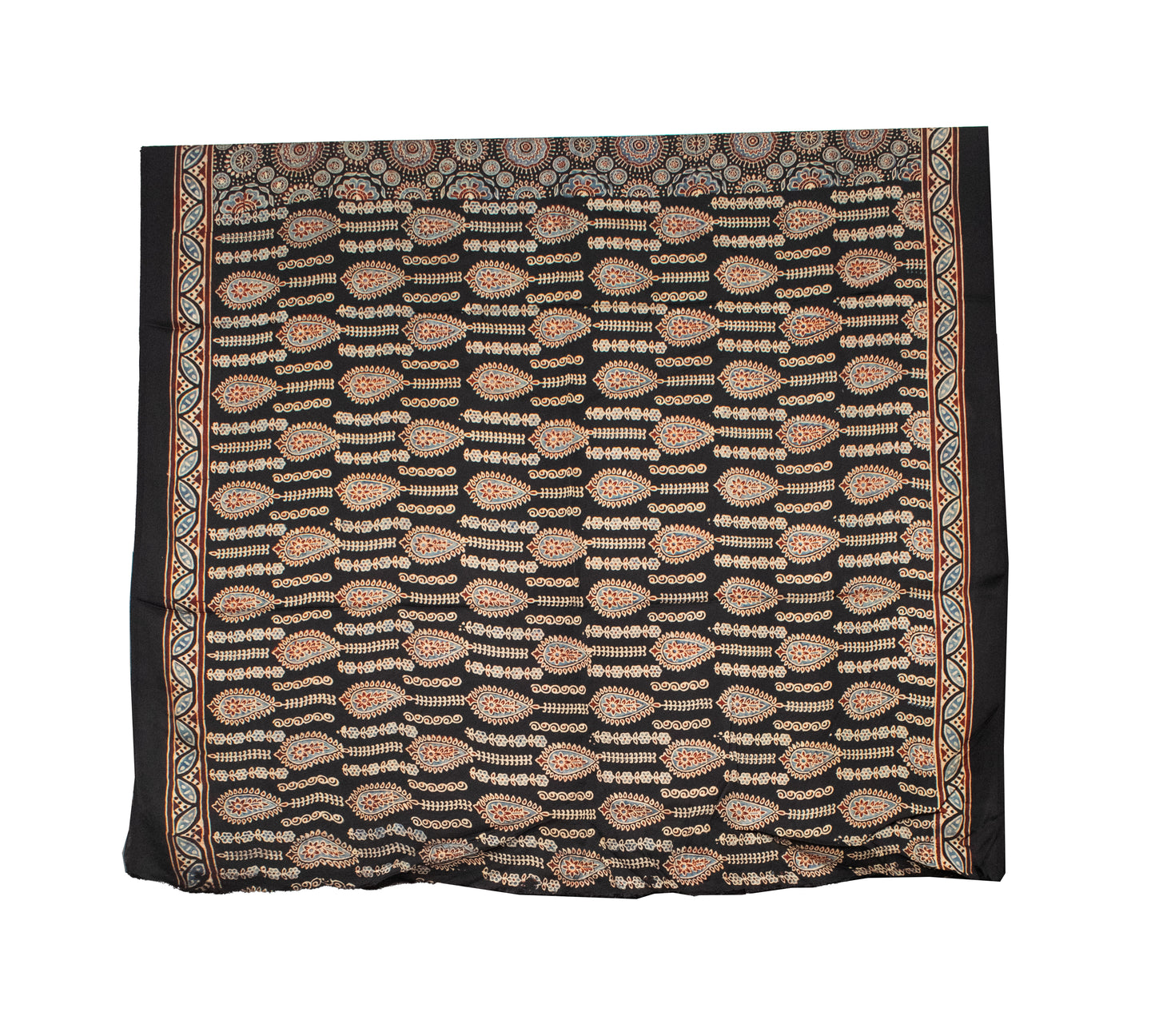 Ajrakh Modal Silk Natural Dye Hand Block Print Saree with Blouse Piece - 5.5 Mtr Length   -  SKU : AI18801P