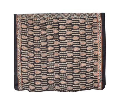 Ajrakh Modal Silk Natural Dye Hand Block Print Saree with Blouse Piece - 5.5 Mtr Length   -  SKU : AI18801U