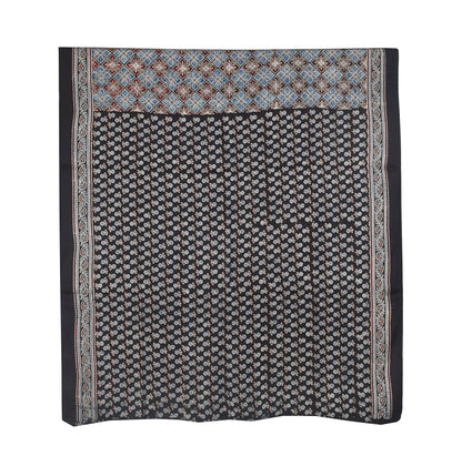 Ajrakh Modal Silk Natural Dye Hand Block Print Saree with Blouse Piece - 5.5 Mtr Length   -  SKU : AI1880AT