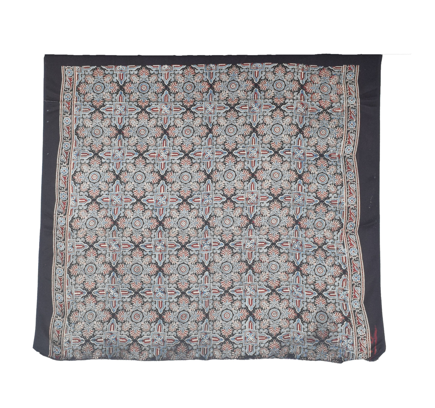 Ajrakh Modal Silk Natural Dye Hand Block Print Saree with Blouse Piece - 5.5 Mtr Length    -  SKU : AI27A01K