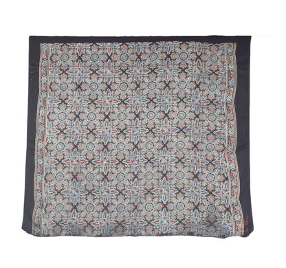 Ajrakh Modal Silk Natural Dye Hand Block Print Saree with Blouse Piece - 5.5 Mtr Length    -  SKU : AI27A01K