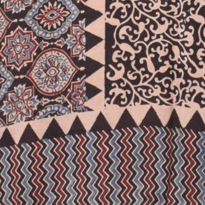 Ajrakh Modal Silk Natural Dye Hand Block Print Saree  with Ajrakh Blouse Piece  - 6 Mtr Length    -  SKU : MS16C01S
