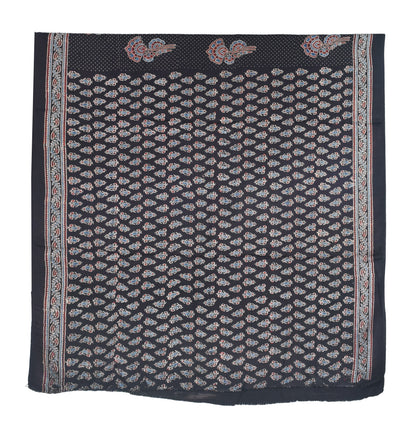 Ajrakh Modal Silk Natural Dye Hand Block Print Saree with Blouse Piece - 5.5 Mtr Length   -  SKU : SI03601C