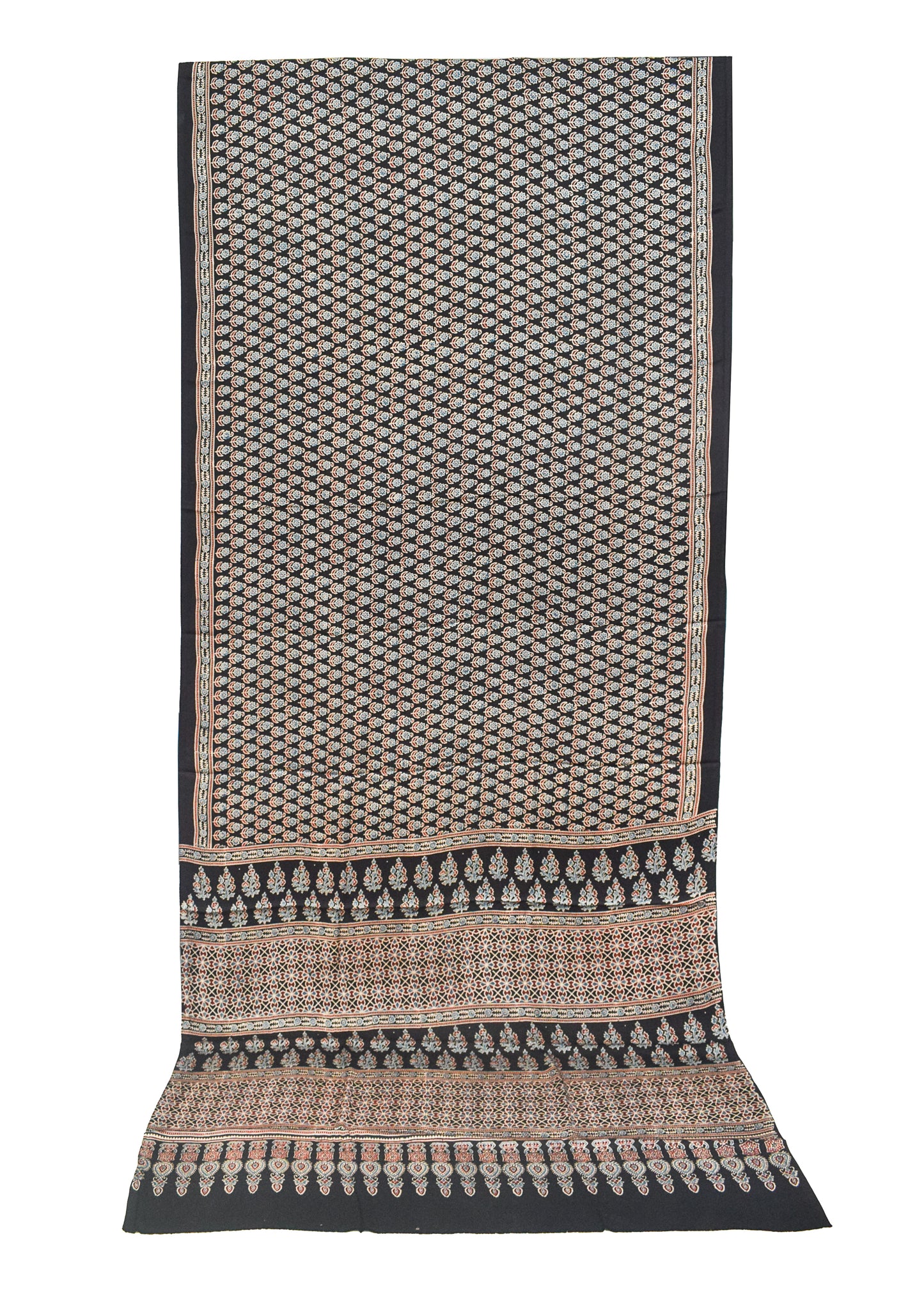 Ajrakh Modal Silk Natural Dye Hand Block Print Saree with Blouse Piece - 5.5 Mtr Length    -  SKU : MS14101A