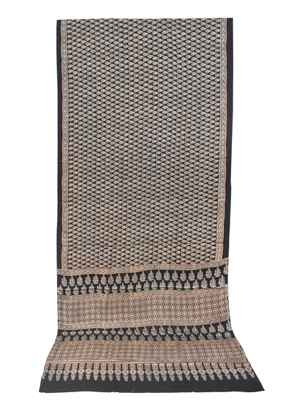 Ajrakh Modal Silk Natural Dye Hand Block Print Saree with Blouse Piece - 5.5 Mtr Length    -  SKU : MS14101A