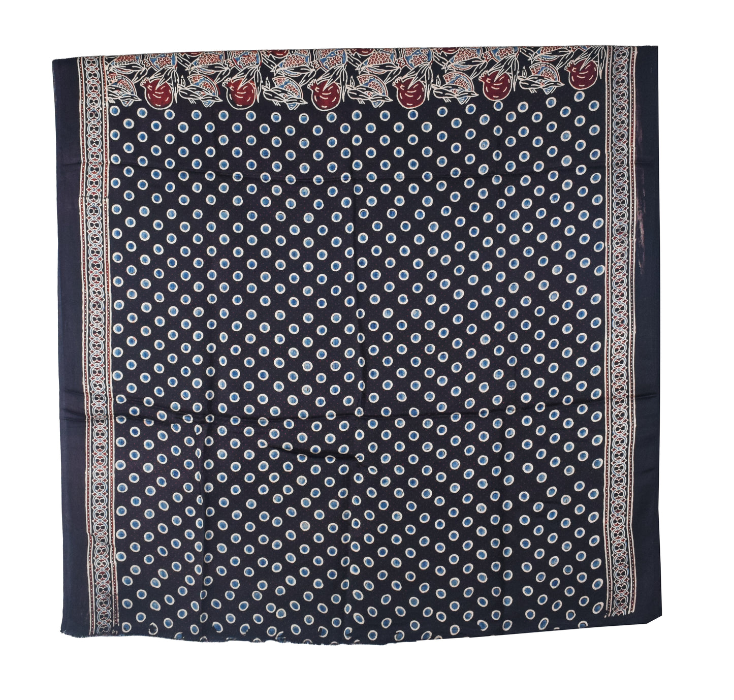Ajrakh Modal Silk Natural Dye Hand Block Print Saree with Blouse Piece - 5.5 Mtr Length   -  SKU : SI03601D