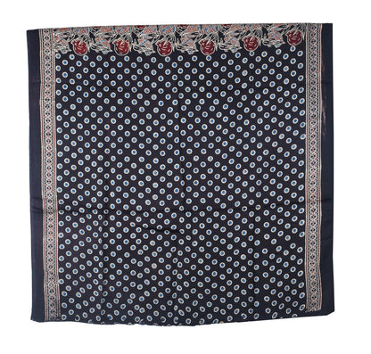 Ajrakh Modal Silk Natural Dye Hand Block Print Saree with Blouse Piece - 5.5 Mtr Length   -  SKU : SI03601D