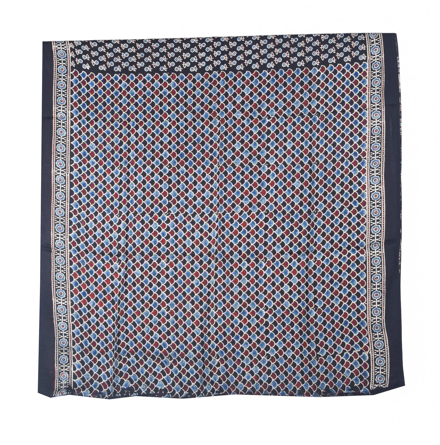 Ajrakh Modal Silk Natural Dye Hand Block Print Saree with Blouse Piece - 5.5 Mtr Length   -  SKU : SI03601N