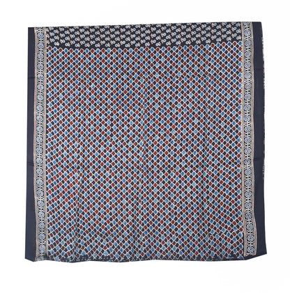 Ajrakh Modal Silk Natural Dye Hand Block Print Saree with Blouse Piece - 5.5 Mtr Length   -  SKU : SI03601N