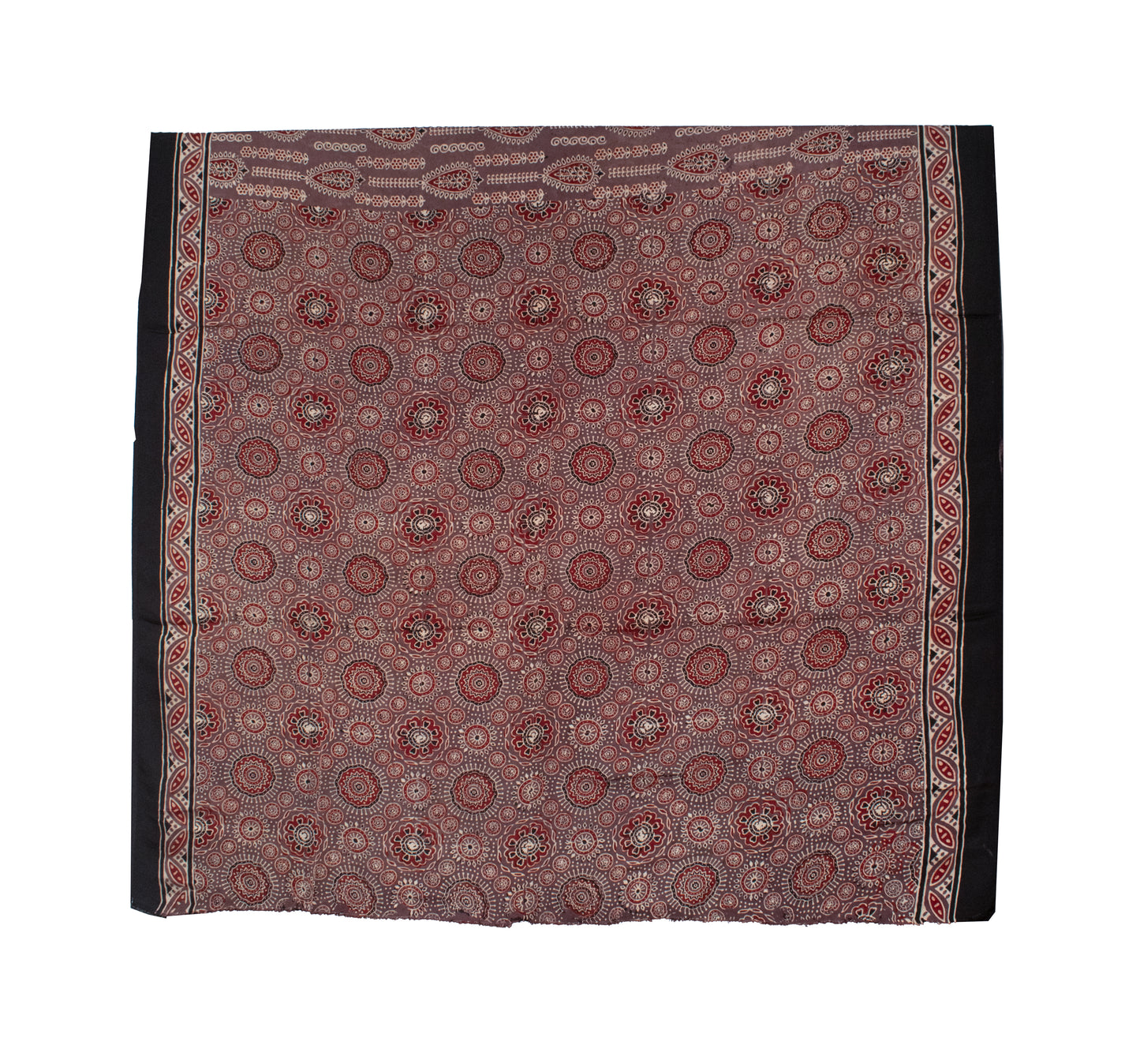 Ajrakh Modal Silk Natural Dye Hand Block Print Saree with Blouse Piece - 5.5 Mtr Length   -  SKU : AI18801Q