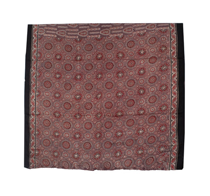 Ajrakh Modal Silk Natural Dye Hand Block Print Saree with Blouse Piece - 5.5 Mtr Length   -  SKU : AI18801Q