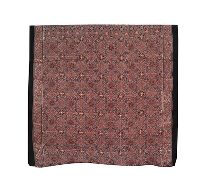 Ajrakh Modal Silk Natural Dye Hand Block Print Saree with Blouse Piece - 5.5 Mtr Length   -  SKU : AI18801V