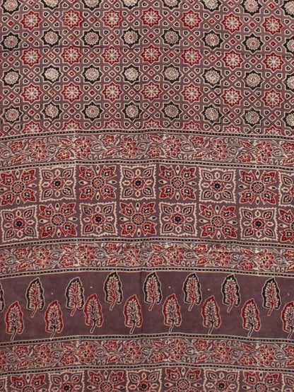 Ajrakh Modal Silk Natural Dye Hand Block Print Saree with Blouse Piece - 5.5 Mtr Length   -  SKU : AI18801V