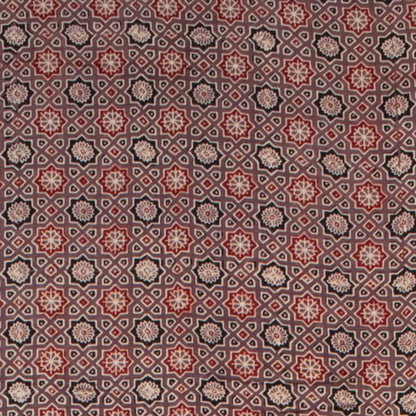 Ajrakh Modal Silk Natural Dye Hand Block Print Saree with Blouse Piece - 5.5 Mtr Length   -  SKU : AI18801V