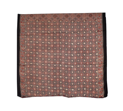Ajrakh Modal Silk Natural Dye Hand Block Print Saree with Blouse Piece - 5.5 Mtr Length   -  SKU : AI1880AA