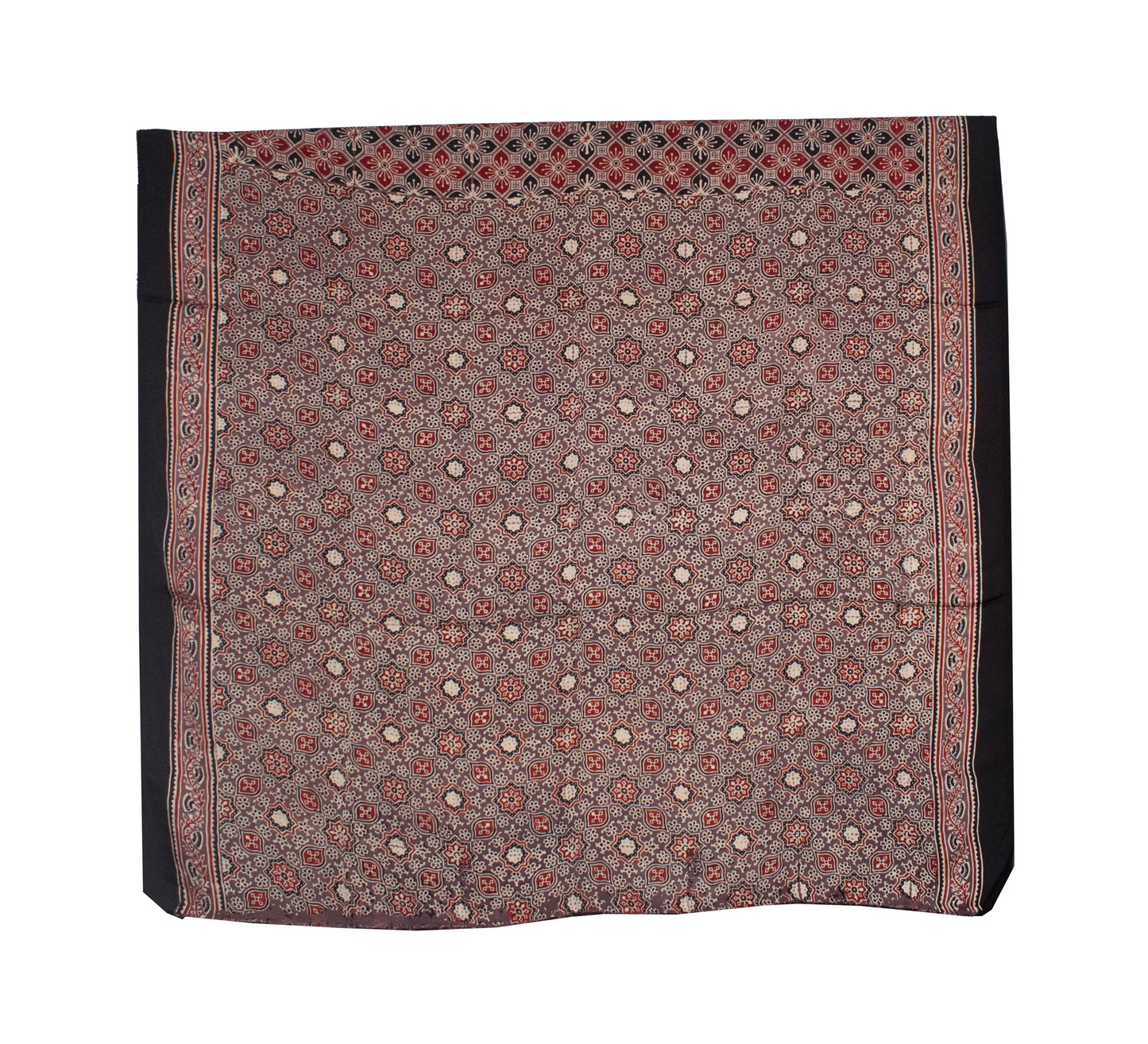 Ajrakh Modal Silk Natural Dye Hand Block Print Saree with Blouse Piece - 5.5 Mtr Length   -  SKU : AI1880AF
