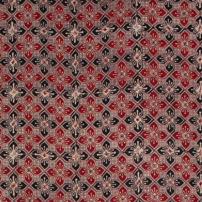 Ajrakh Modal Silk Natural Dye Hand Block Print Saree with Blouse Piece - 5.5 Mtr Length   -  SKU : AI1880AF