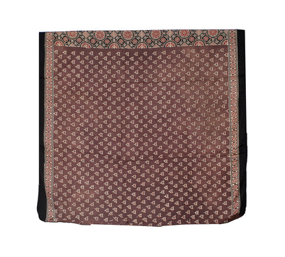 Ajrakh Modal Silk Natural Dye Hand Block Print Saree with Blouse Piece - 5.5 Mtr Length   -  SKU : AI1880AK