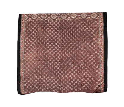 Ajrakh Modal Silk Natural Dye Hand Block Print Saree with Blouse Piece - 5.5 Mtr Length   -  SKU : AI1880AP