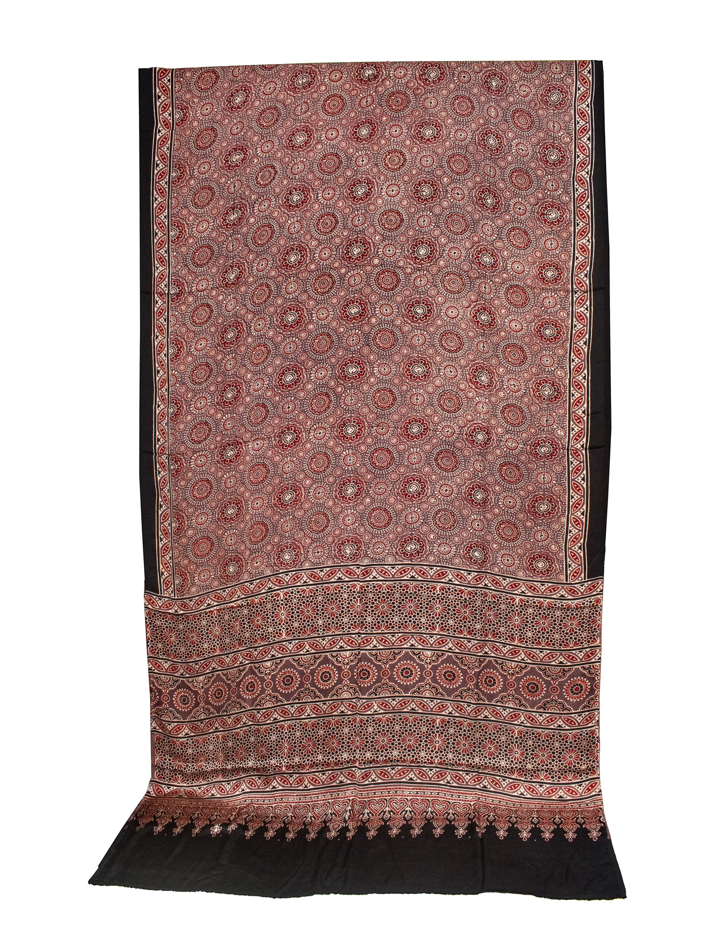 Ajrakh Modal Silk Natural Dye Hand Block Print Saree with Blouse Piece - 5.5 Mtr Length   -  SKU : AI1880AU