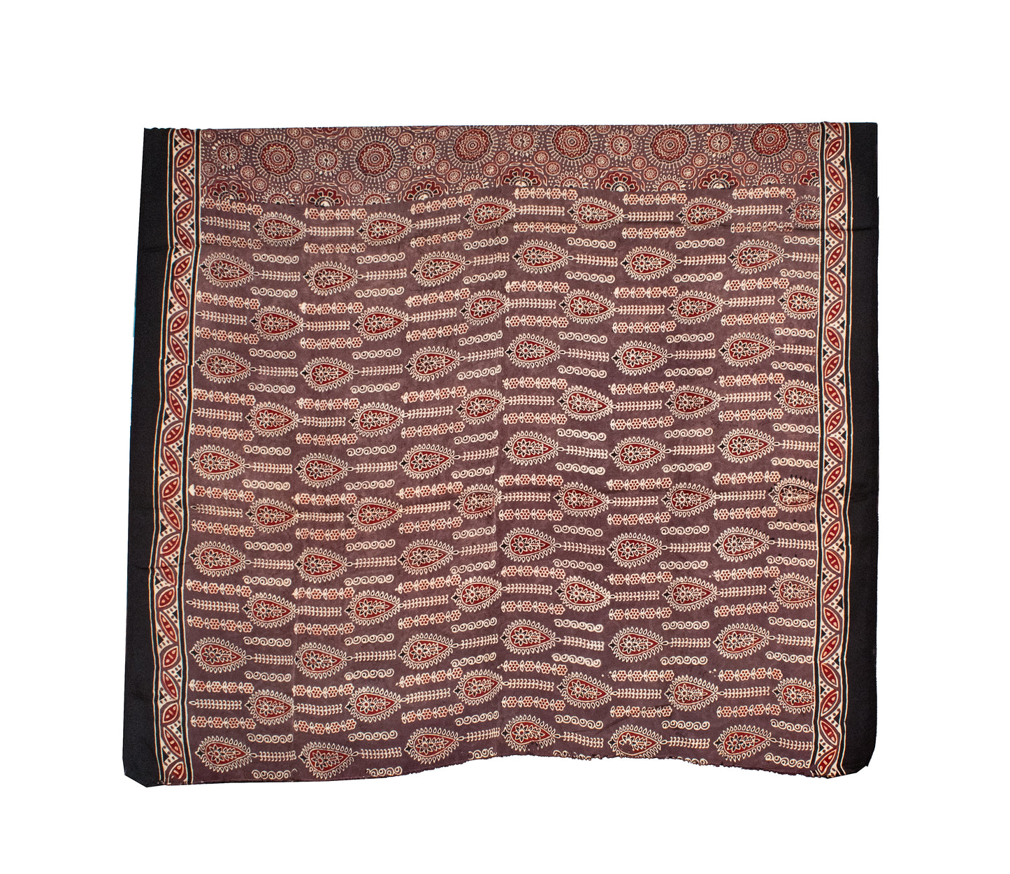 Ajrakh Modal Silk Natural Dye Hand Block Print Saree with Blouse Piece - 5.5 Mtr Length   -  SKU : AI1880AU