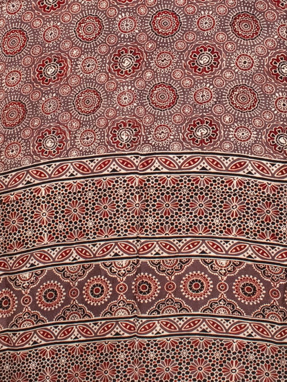 Ajrakh Modal Silk Natural Dye Hand Block Print Saree with Blouse Piece - 5.5 Mtr Length   -  SKU : AI1880AU